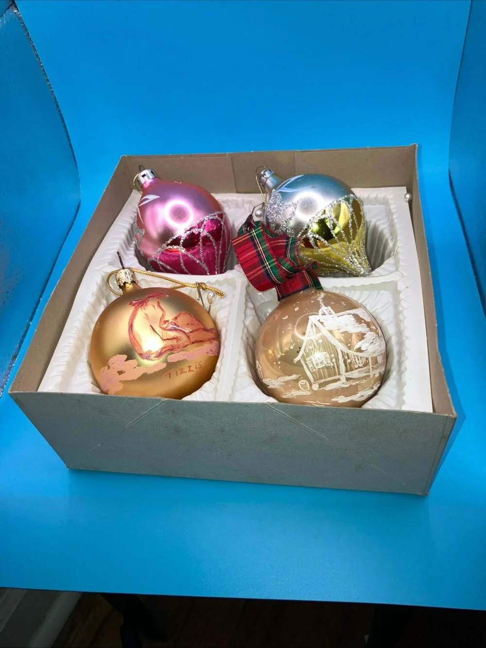 Set Of 4 Vintage Ornaments